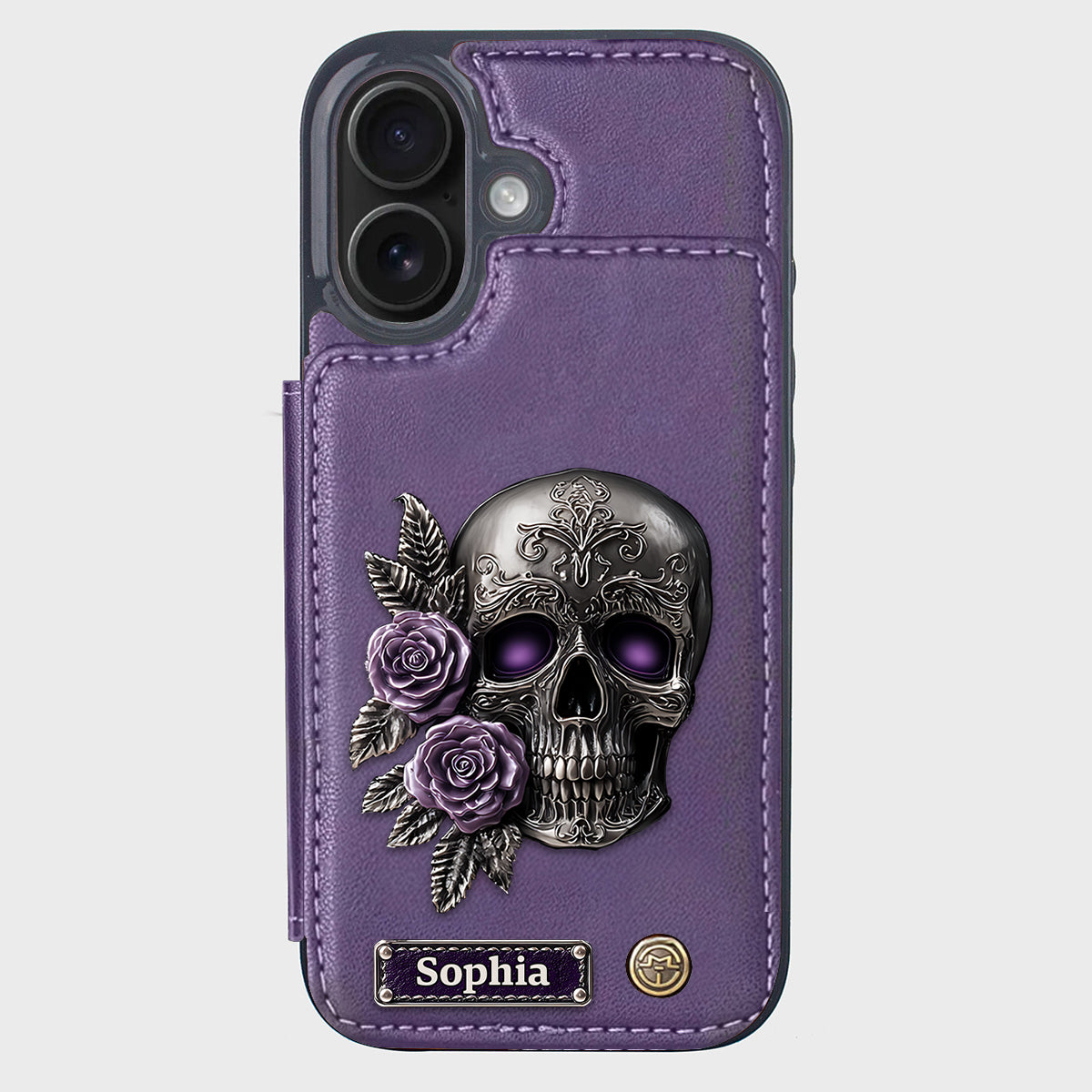 Skull And Roses - Personalized Skull Wallet Phone Case