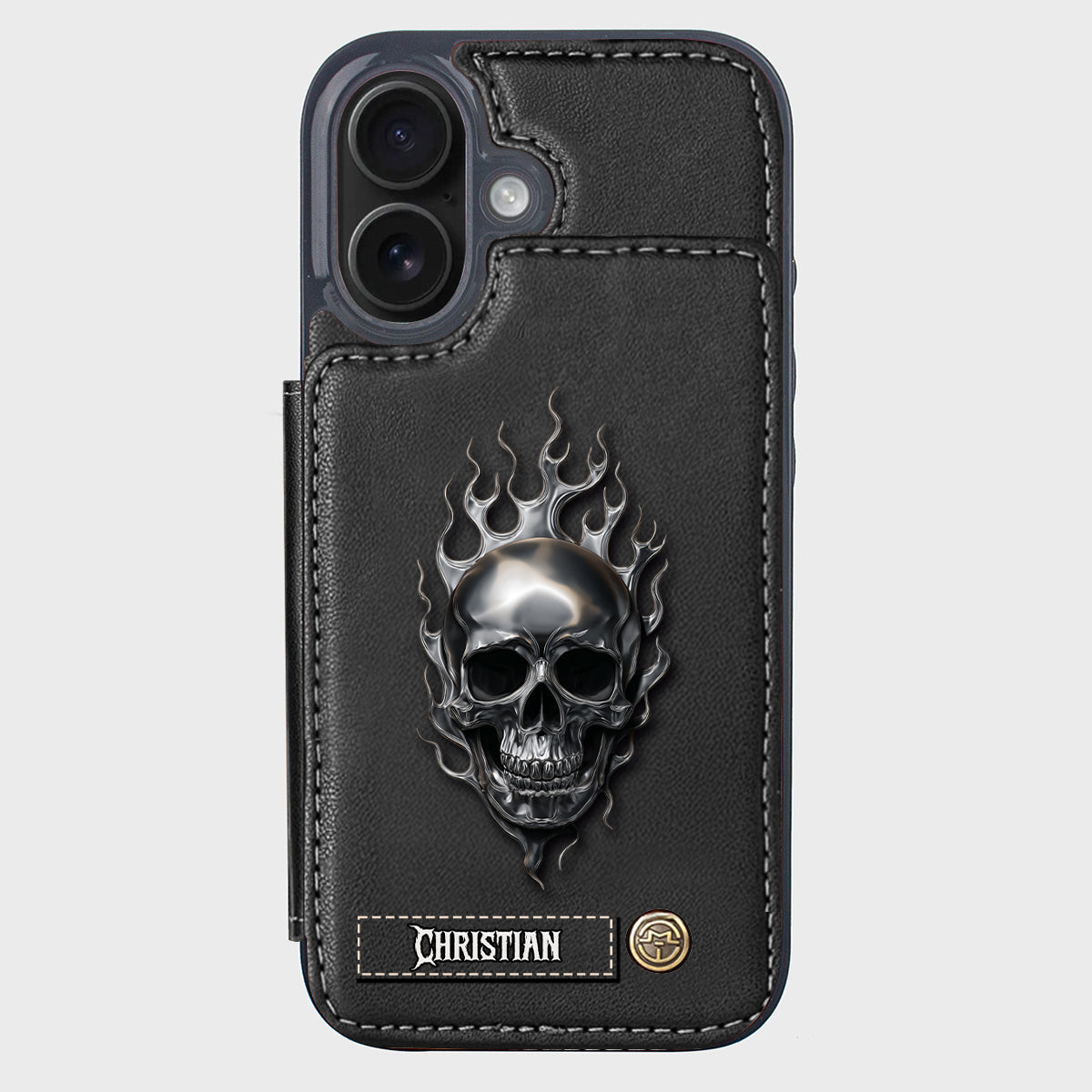 Fire Skull - Personalized Skull Wallet Phone Case