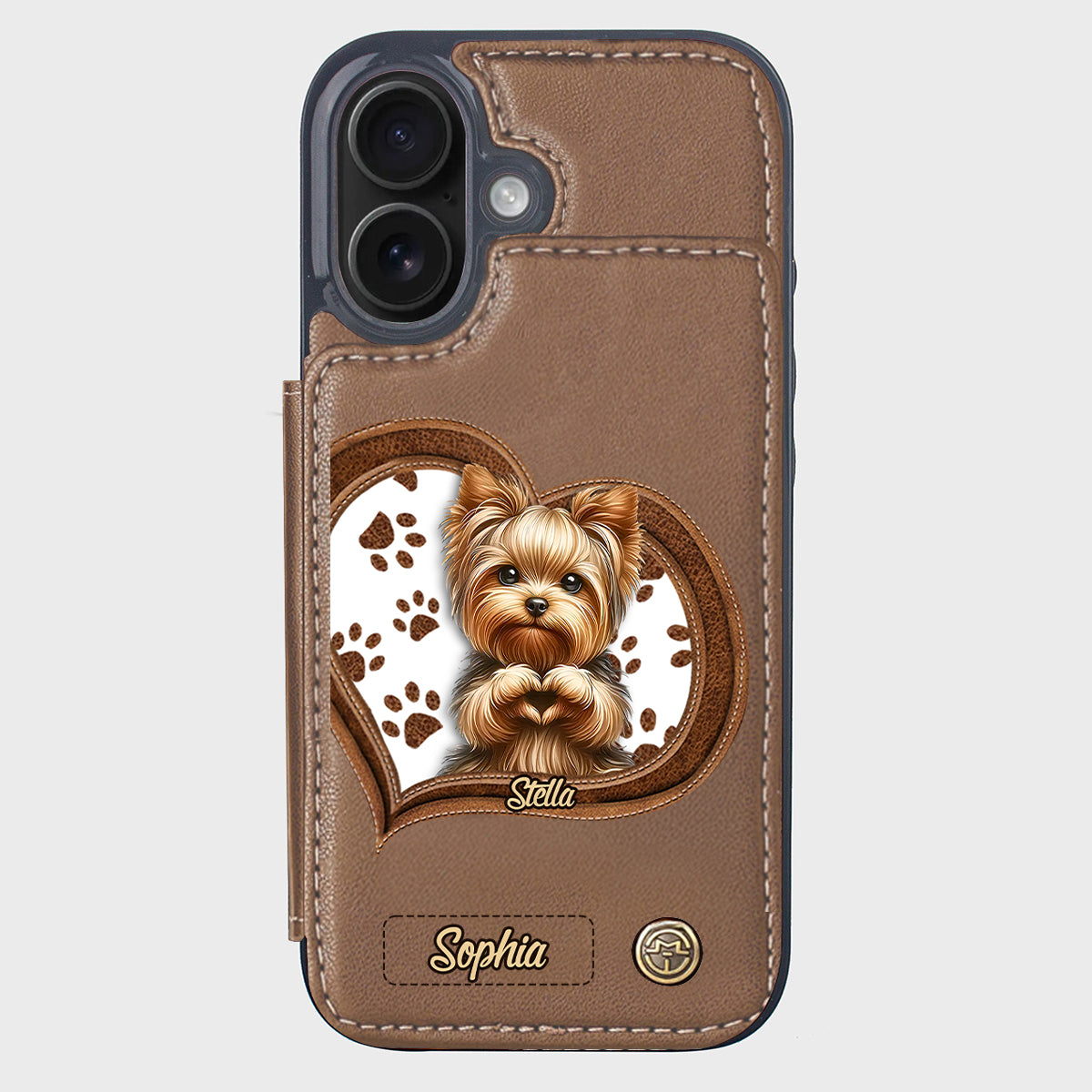 Puppy/ Kitty Makes Heart Hands - Personalized Dog Wallet Phone Case