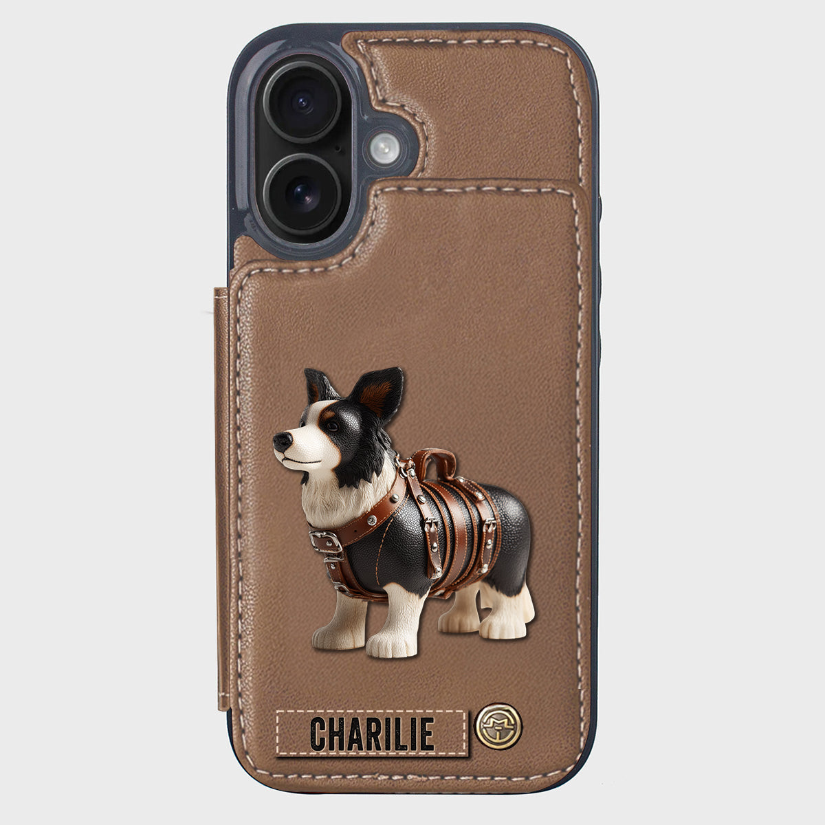 Cute Border Collie - Personalized Dog Wallet Phone Case