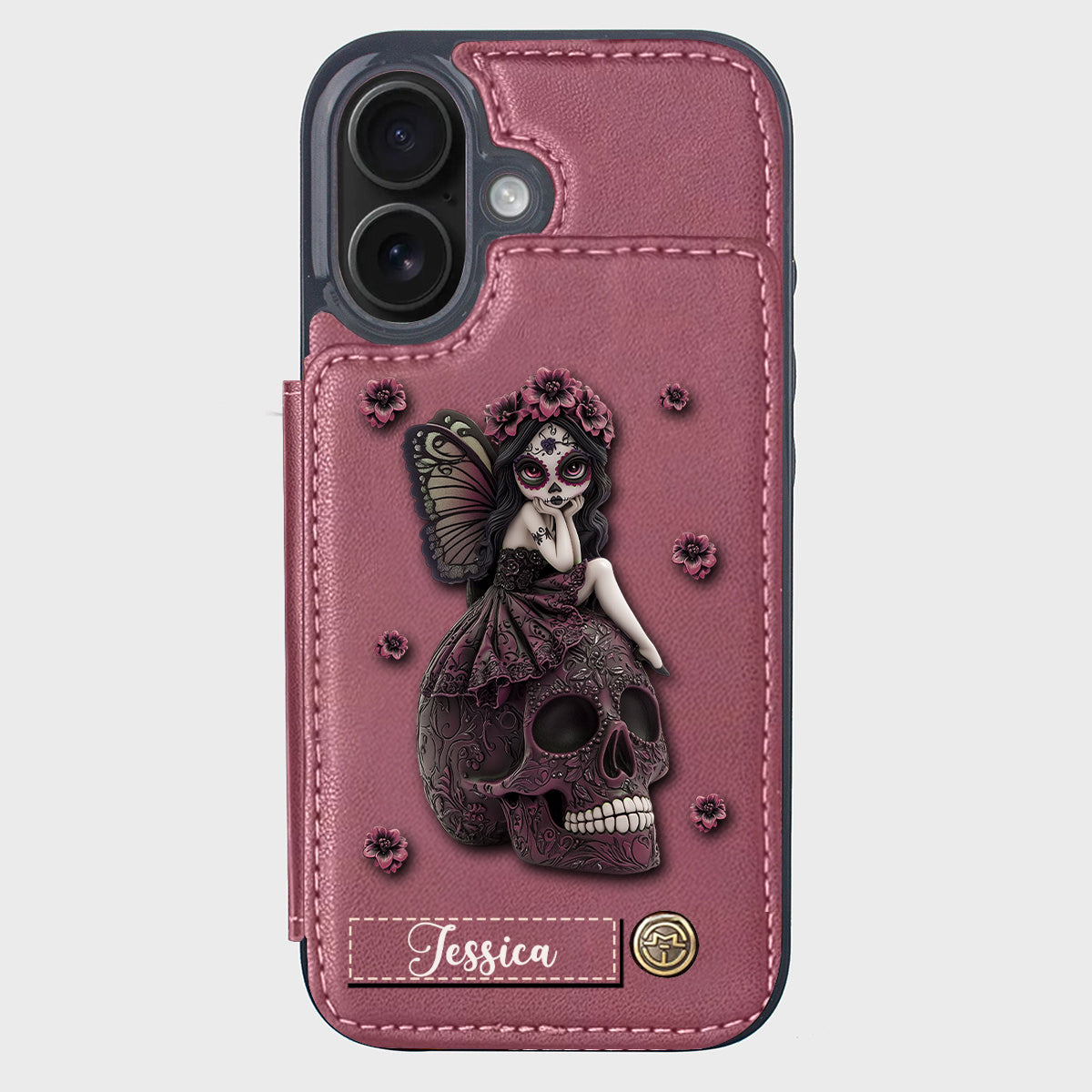 Beautiful Gothic Fairy Girl - Personalized Skull Wallet Phone Case