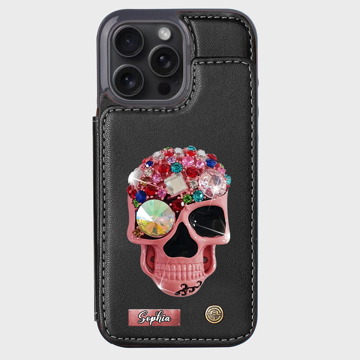 Shiny Skull - Personalized Skull Wallet Phone Case