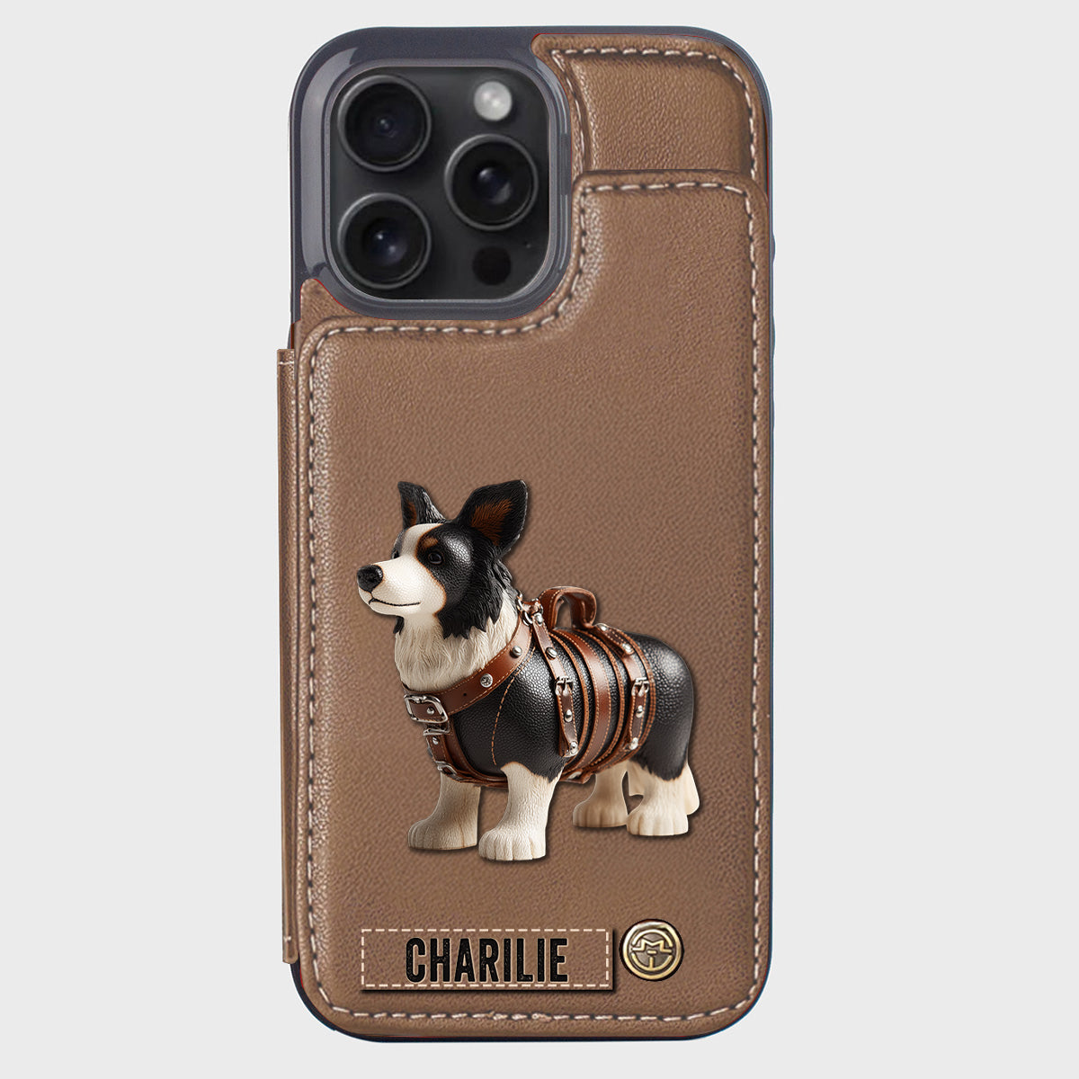 Cute Border Collie - Personalized Dog Wallet Phone Case
