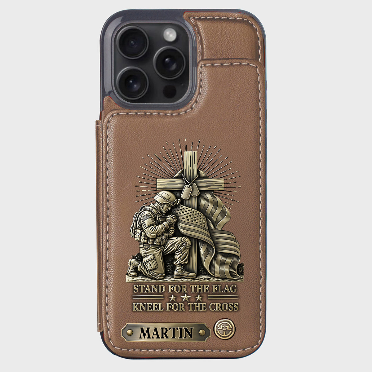 Kneel For The Cross - Personalized Veteran Wallet Phone Case