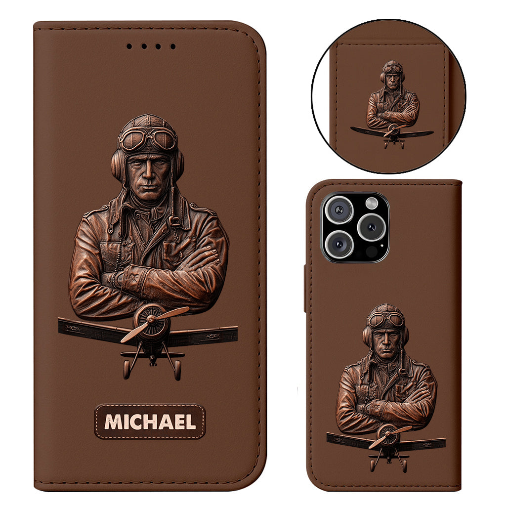The Sky Is Not The Limit - Personalized Pilot Wallet Phone Case With Strap