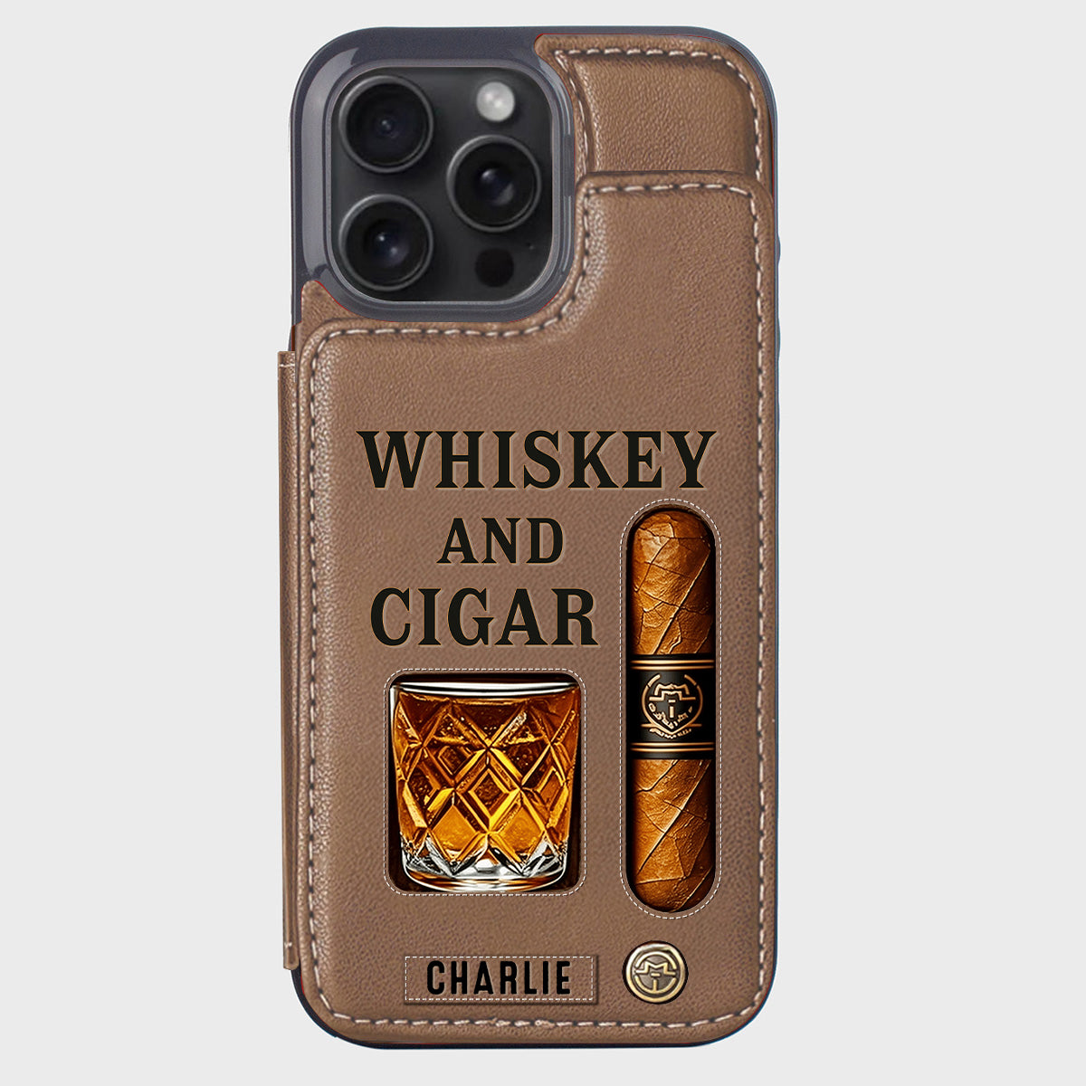 Whiskey & Cigar - Personalized Whisky Wallet Phone Case