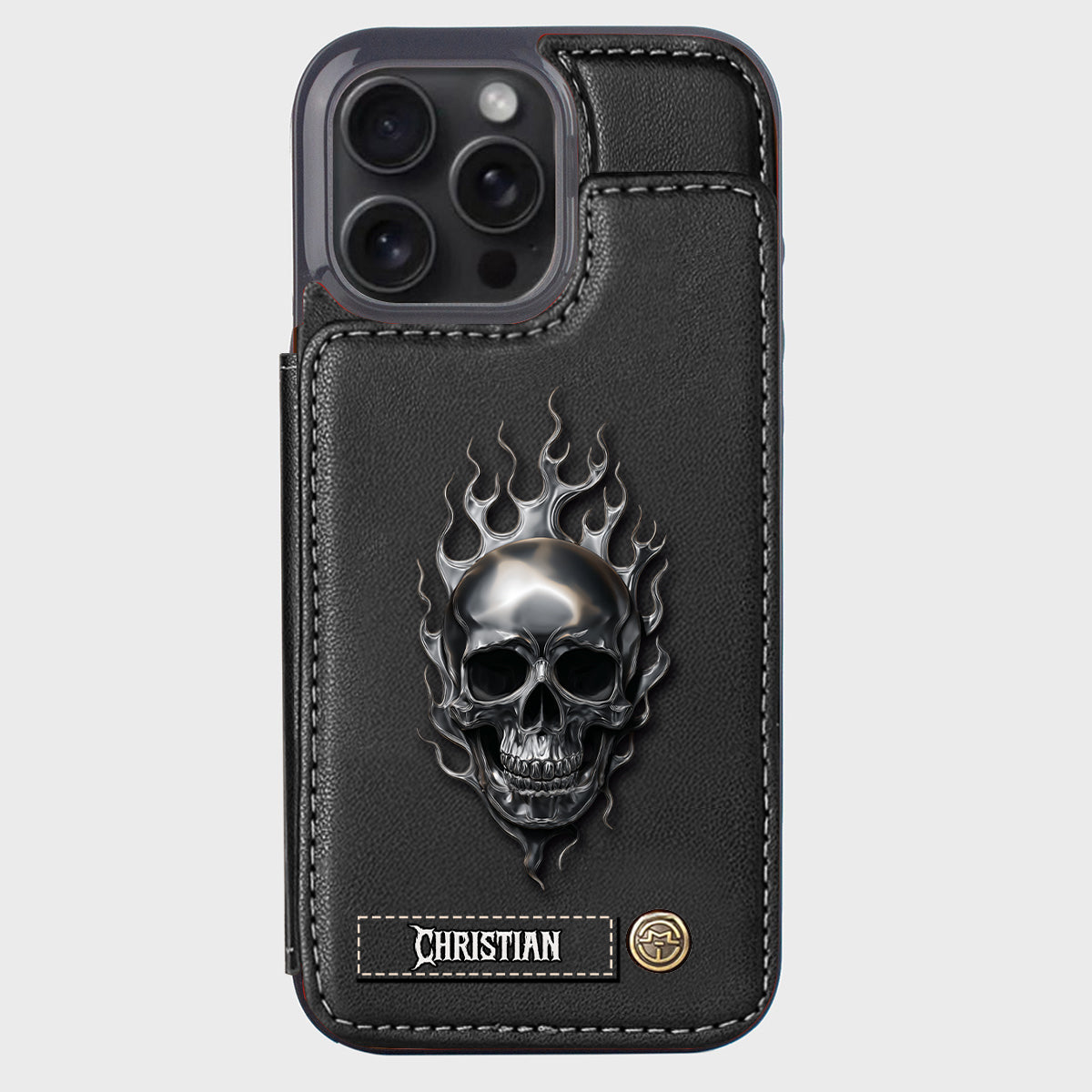 Fire Skull - Personalized Skull Wallet Phone Case