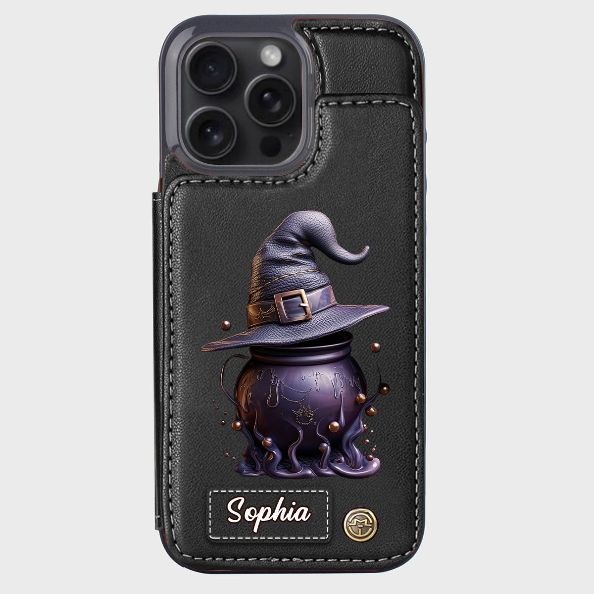 Magical Hat And Cauldron - Personalized Witch Wallet Phone Case