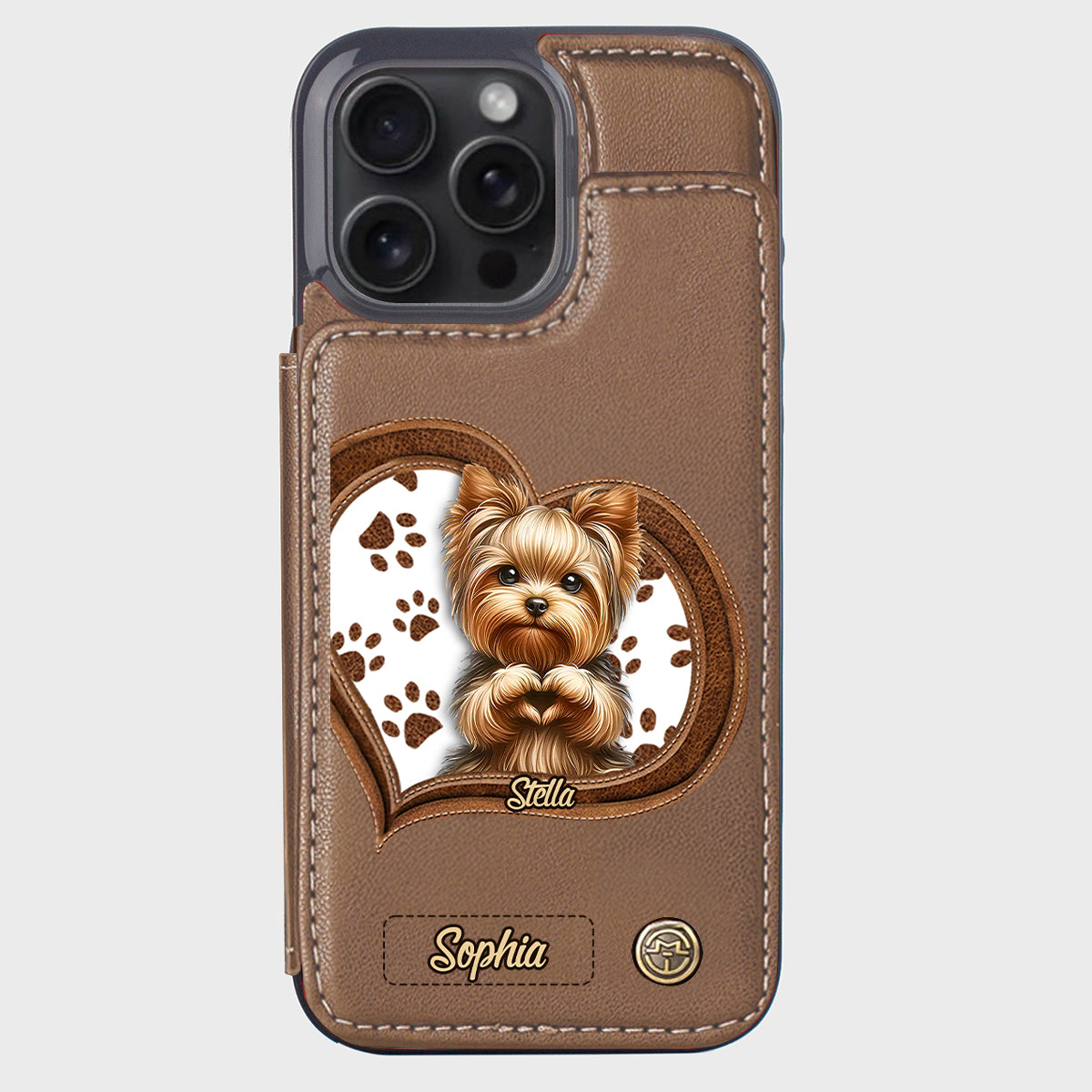 Puppy/ Kitty Makes Heart Hands - Personalized Dog Wallet Phone Case