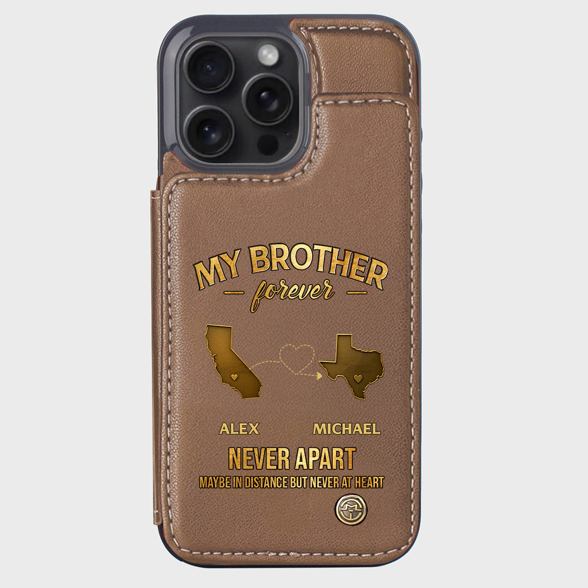 My Brother/ Sister/ Son... Forever, Never Apart Maby In Distance But Never At Heart - Personalized Sibling Wallet Phone Case