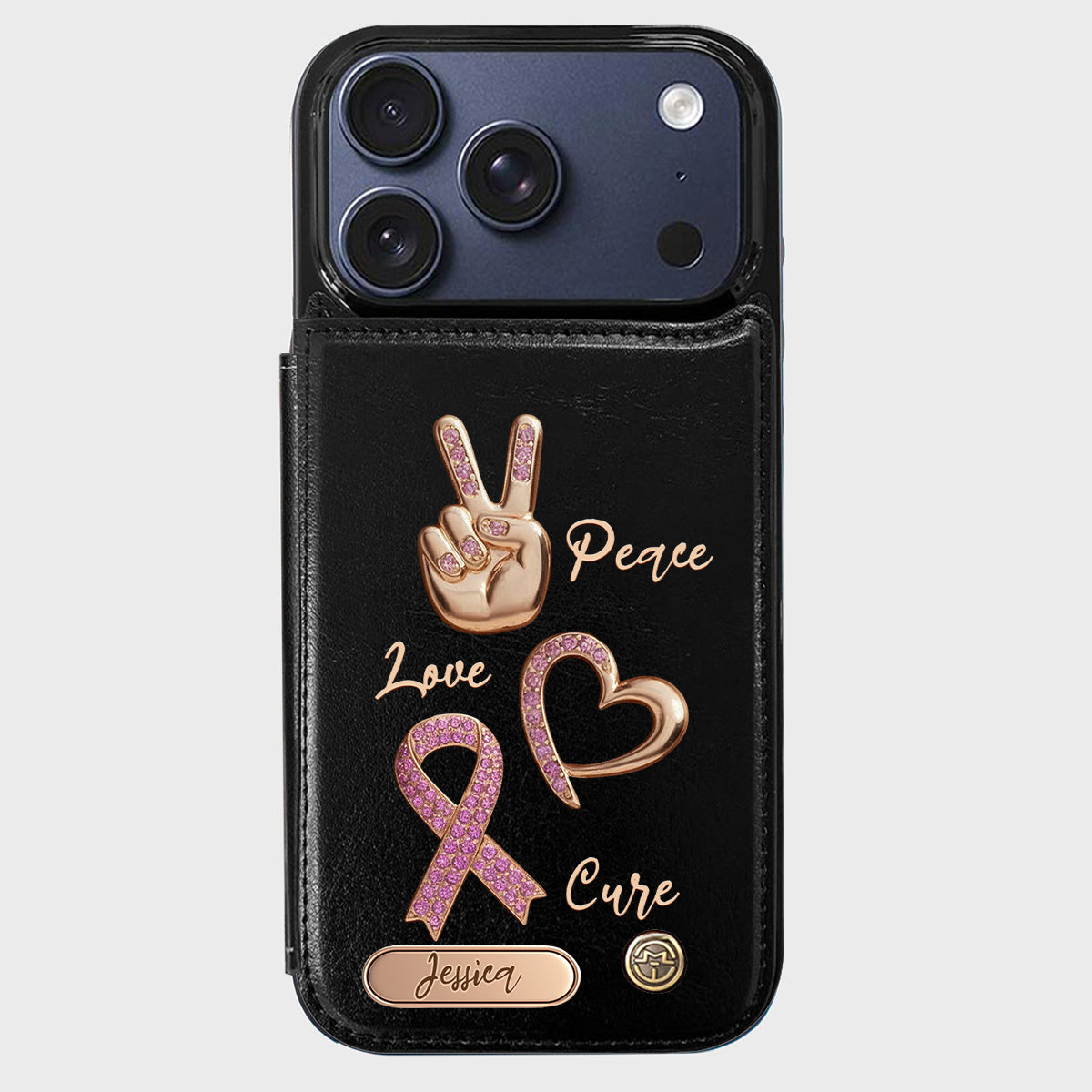 Peace Love Cure - Personalized Breast Cancer Awareness Wallet Phone Case