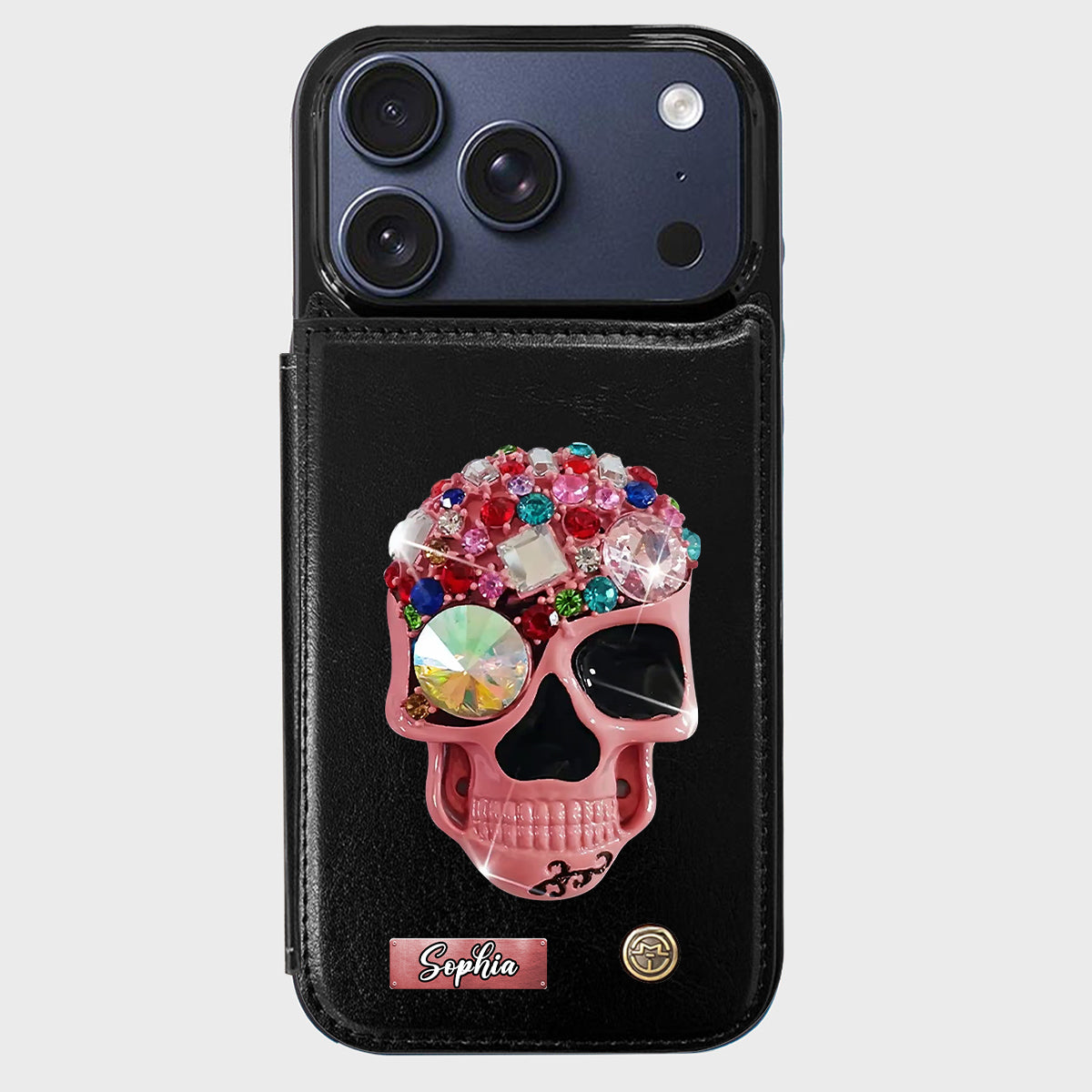Shiny Skull - Personalized Skull Wallet Phone Case
