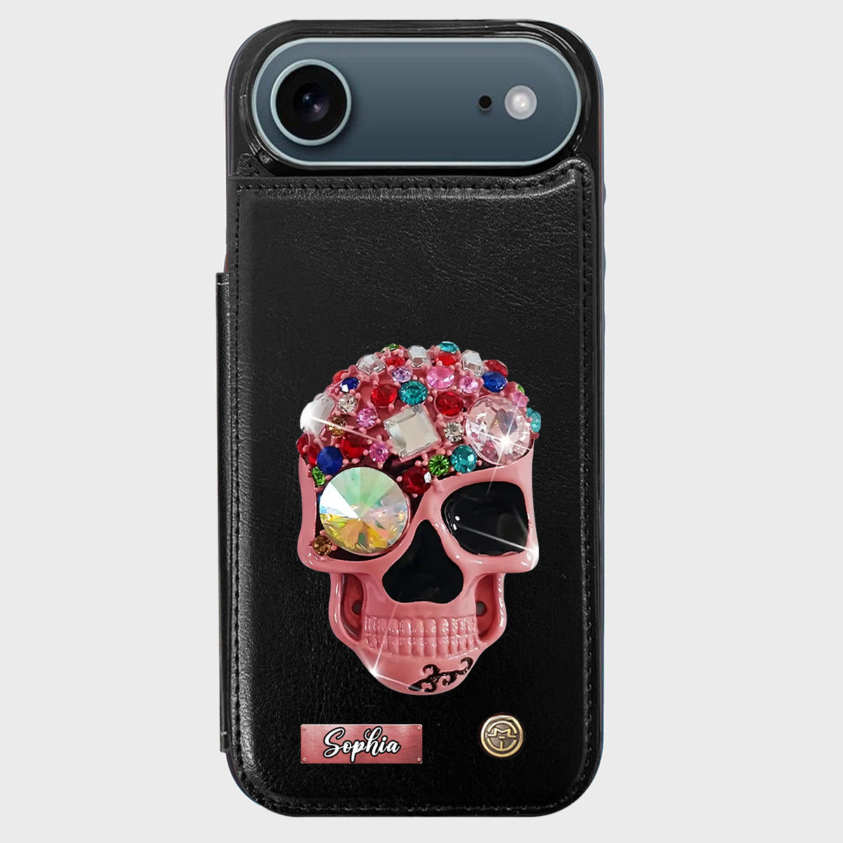 Shiny Skull - Personalized Skull Wallet Phone Case