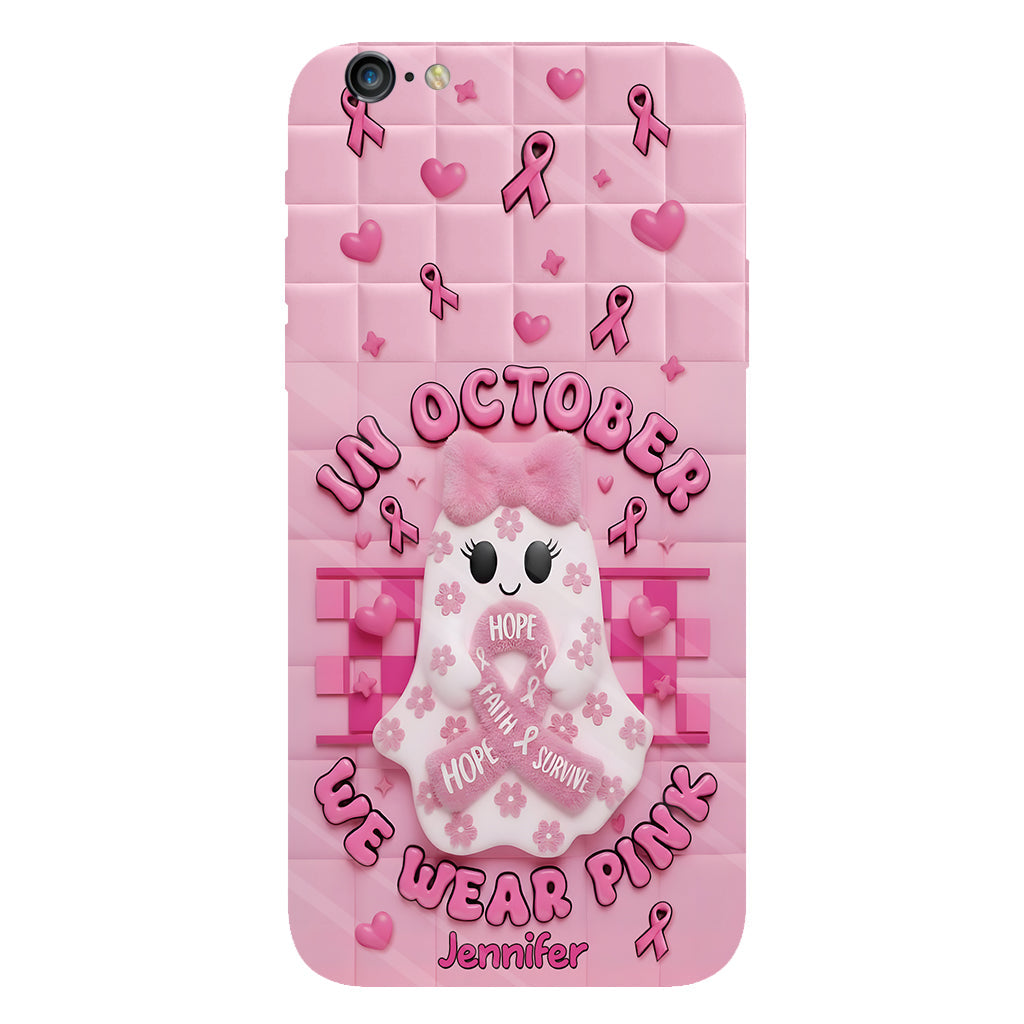 Cute Ghost Breast Cancer - Personalized Breast Cancer Awareness Full Print Phone Case