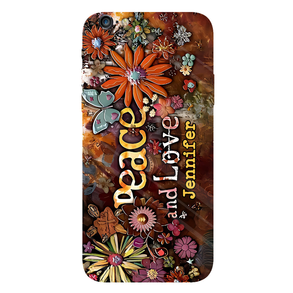 Peace And Love - Personalized Hippie Full Print Phone Case