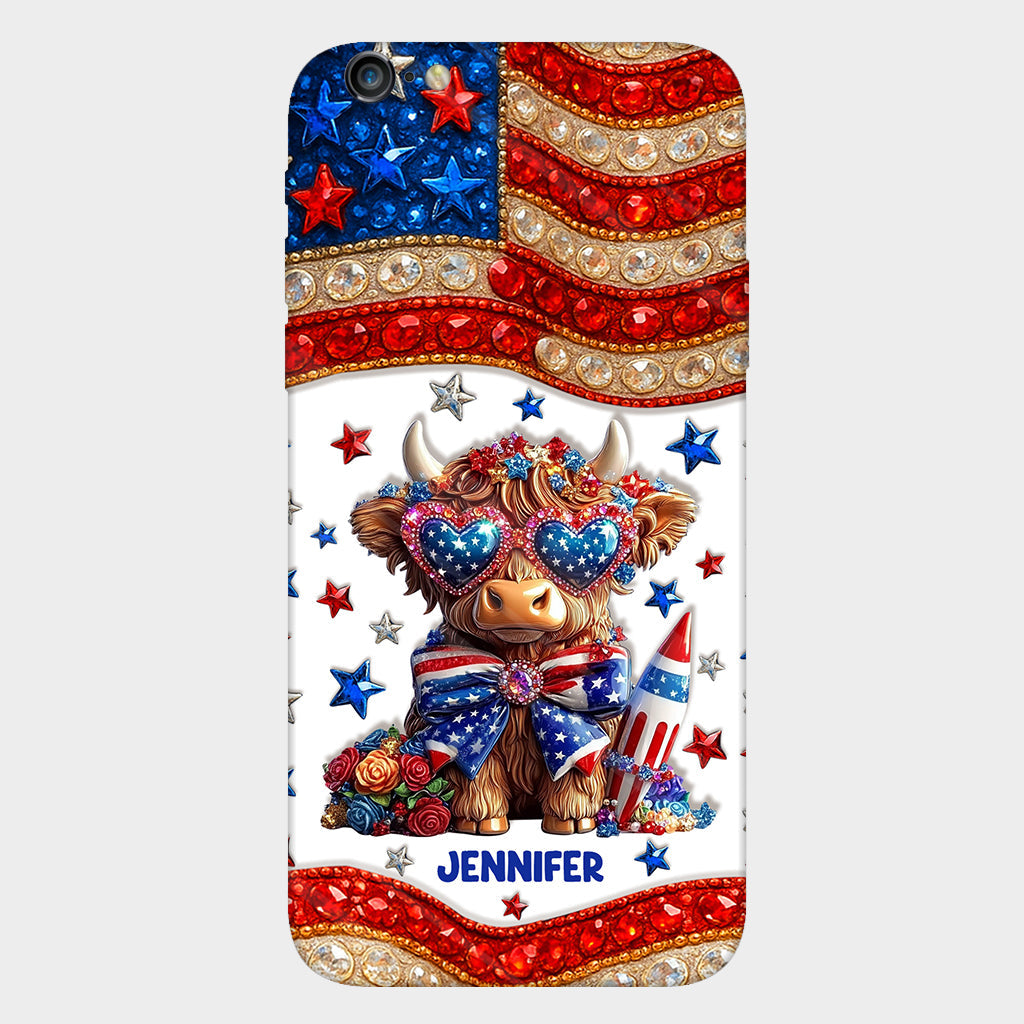 July 4th America - Personalized Highland Cow Full Print Phone Case
