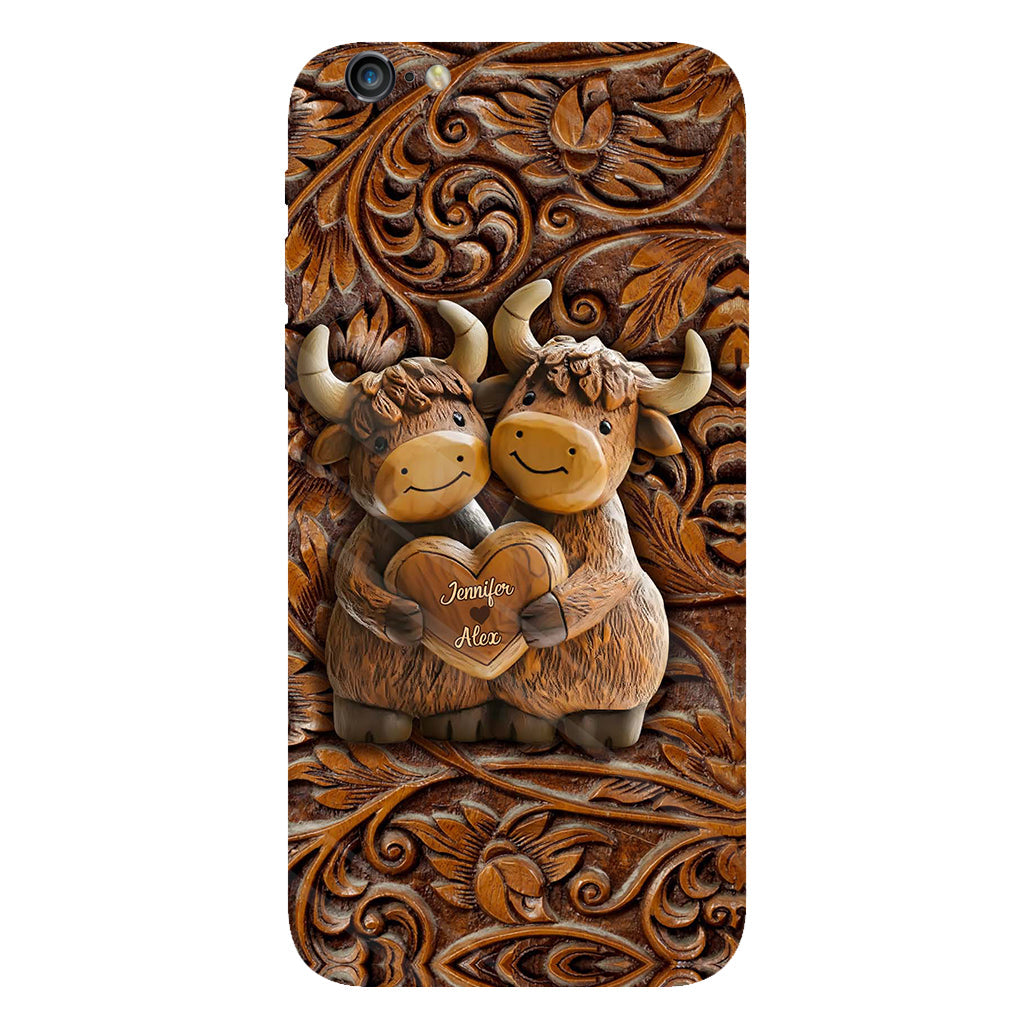 Cute Highland Cow Couple - Personalized Highland Cow Full Print Phone Case