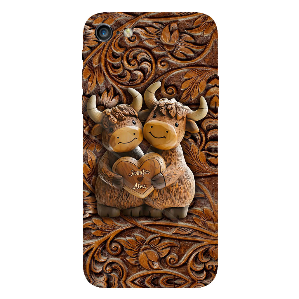 Cute Highland Cow Couple - Personalized Highland Cow Full Print Phone Case
