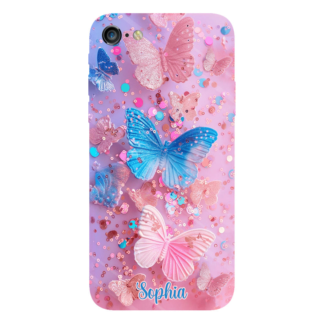 Sparkle Butterflies - Personalized Butterfly Full Print Phone Case