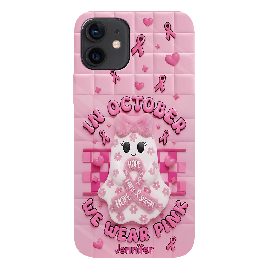 Cute Ghost Breast Cancer - Personalized Breast Cancer Awareness Full Print Phone Case