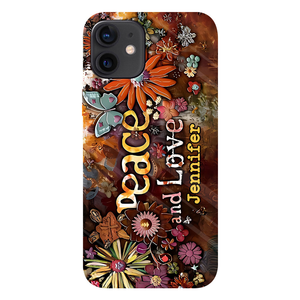 Peace And Love - Personalized Hippie Full Print Phone Case