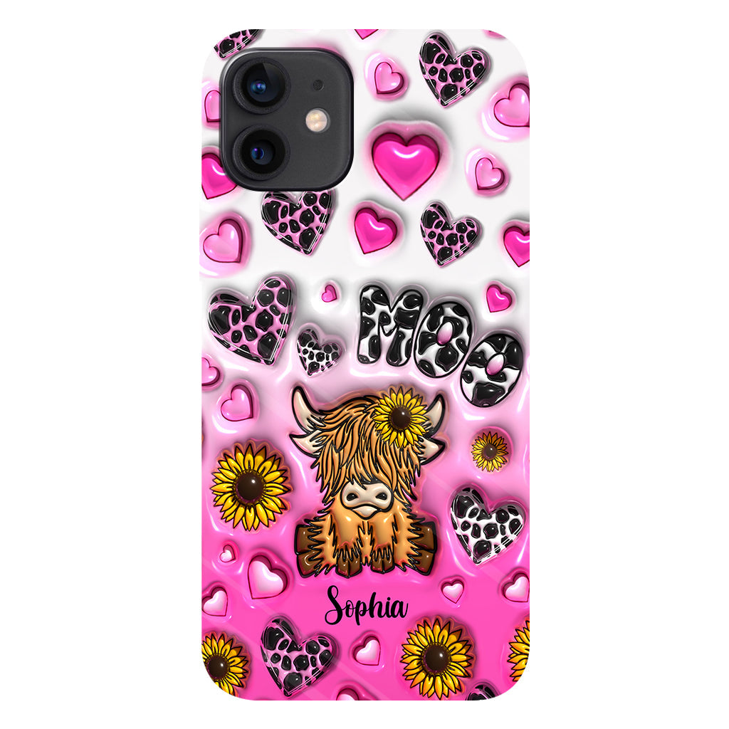 Sunflower Highland Cow - Personalized Full Print Phone Case