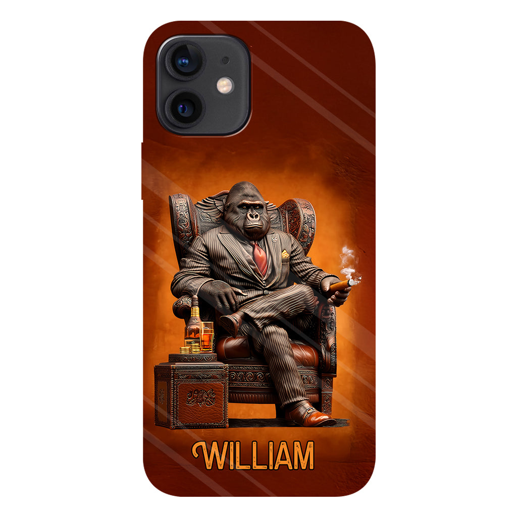 Whiskey & Cigar Gorilla - Personalized Whisky Full Print Phone Case