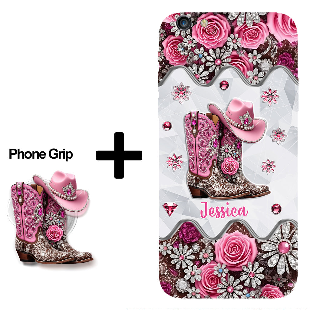 Cowgirl Boots - Personalized Cowgirl Full Print Phone Case & Phone Grip