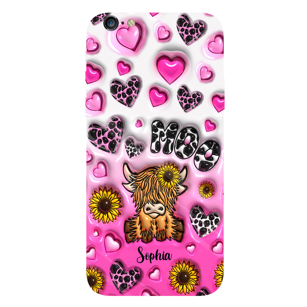 Sunflower Highland Cow - Personalized Full Print Phone Case