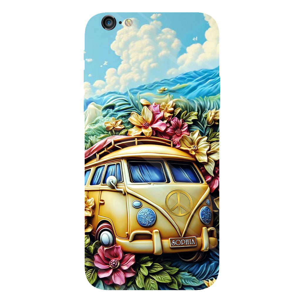 Floral Van Peace Sign - Personalized Hippie Full Print Phone Case