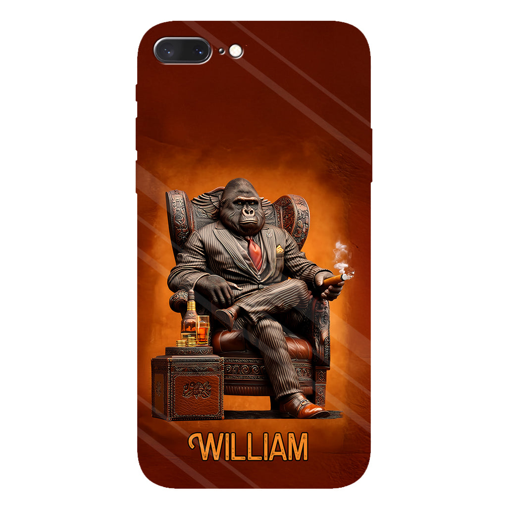 Whiskey & Cigar Gorilla - Personalized Whisky Full Print Phone Case