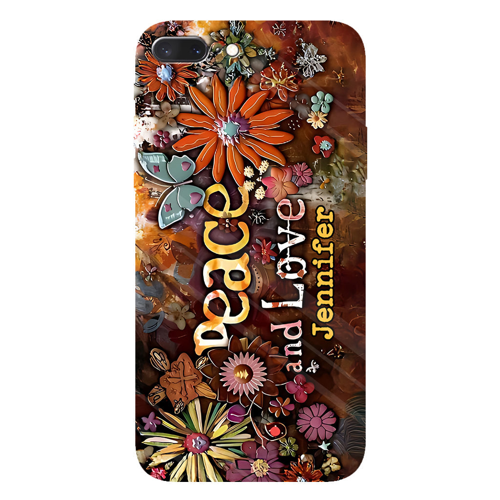 Peace And Love - Personalized Hippie Full Print Phone Case