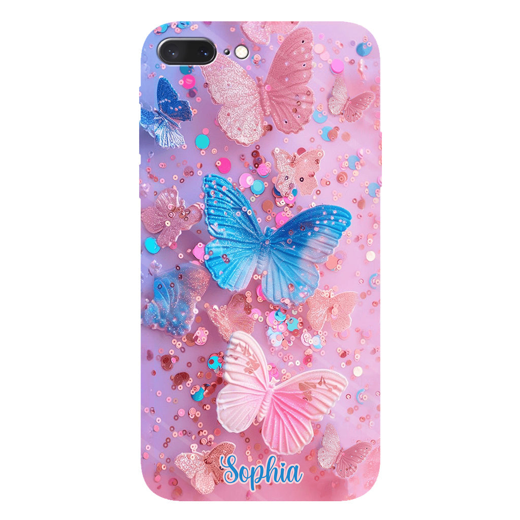 Sparkle Butterflies - Personalized Butterfly Full Print Phone Case