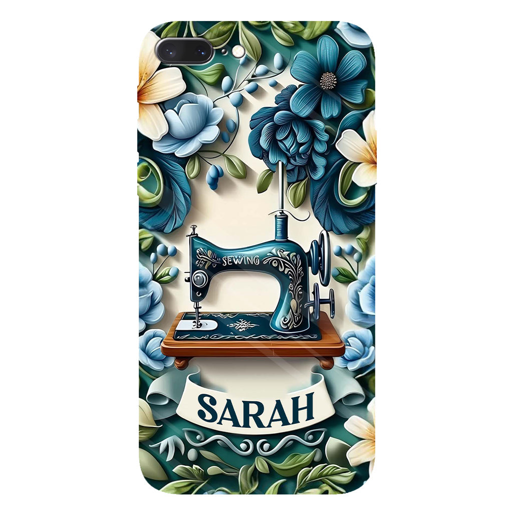 Blue Sewing Machine - Personalized Sewing Full Print Phone Case