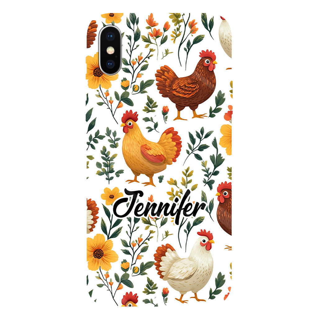 Cute Floral Chickens - Personalized Chicken Full Print Phone Case