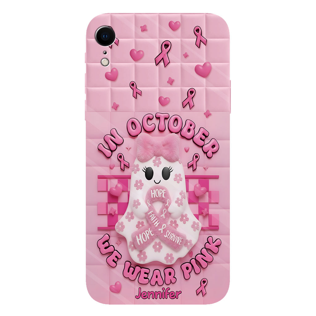 Cute Ghost Breast Cancer - Personalized Breast Cancer Awareness Full Print Phone Case
