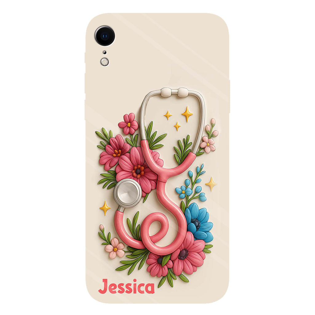 Floral Stethoscope - Personalized Nurse Full Print Phone Case