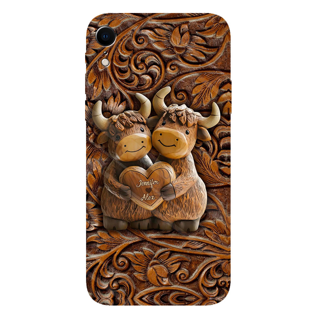 Cute Highland Cow Couple - Personalized Highland Cow Full Print Phone Case