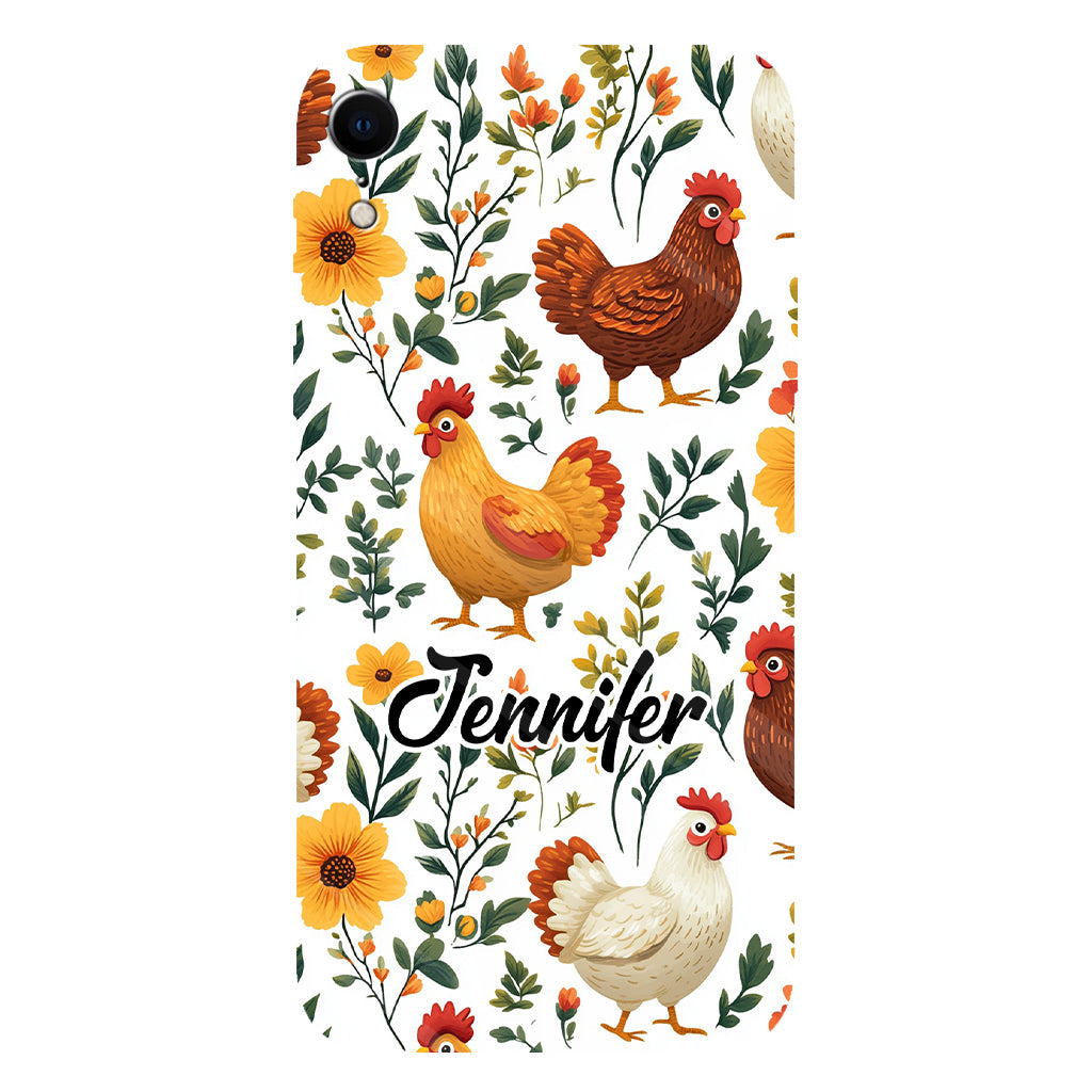 Cute Floral Chickens - Personalized Chicken Full Print Phone Case