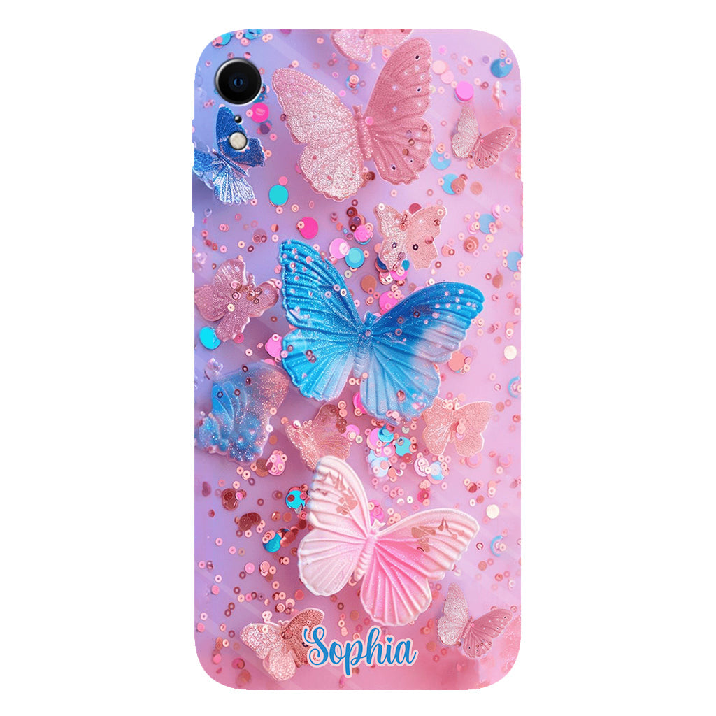 Sparkle Butterflies - Personalized Butterfly Full Print Phone Case