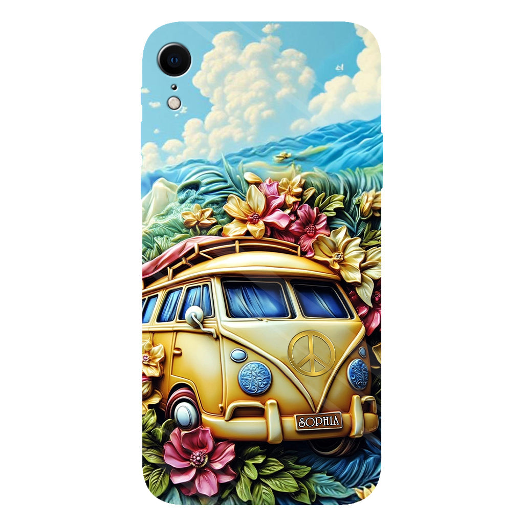 Floral Van Peace Sign - Personalized Hippie Full Print Phone Case