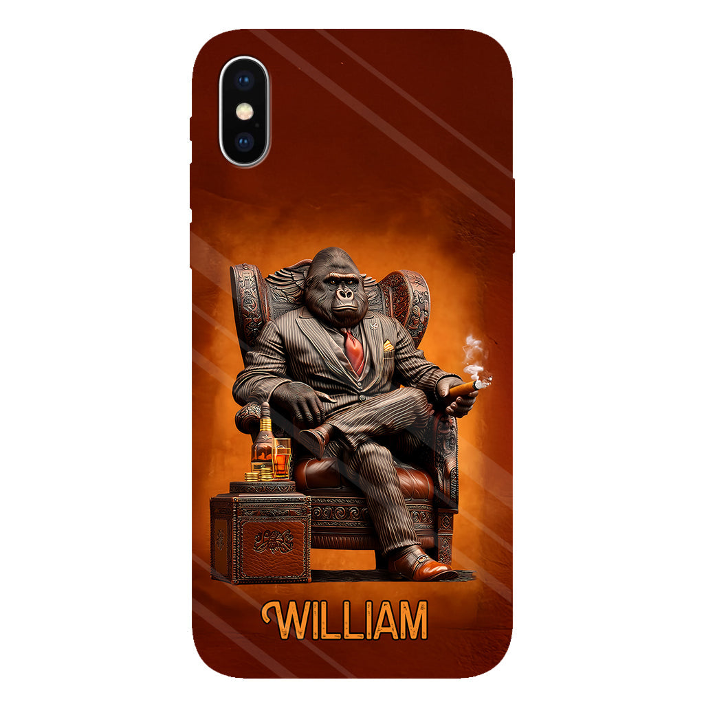 Whiskey & Cigar Gorilla - Personalized Whisky Full Print Phone Case