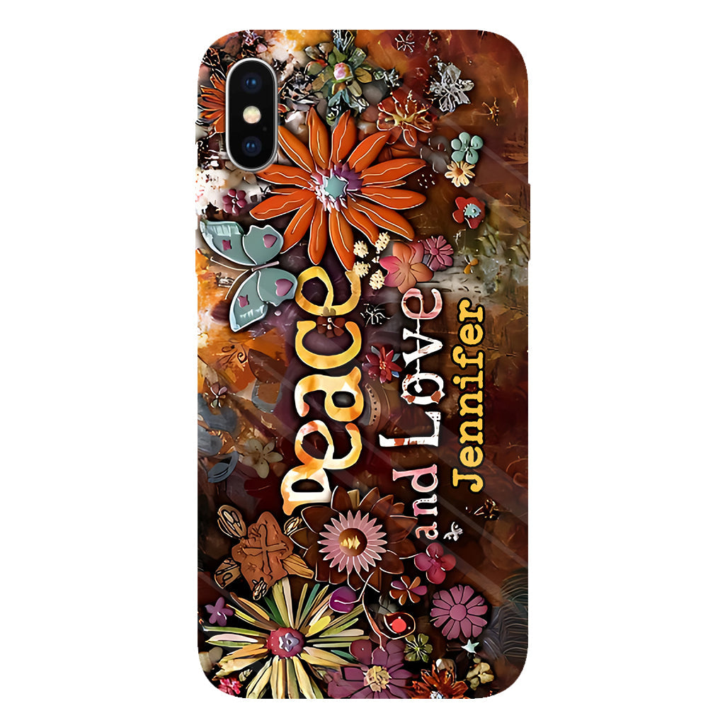Peace And Love - Personalized Hippie Full Print Phone Case
