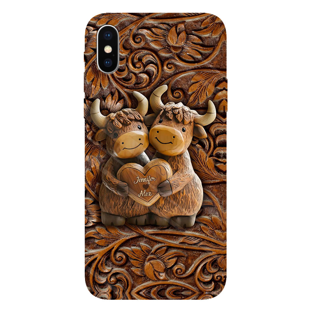 Cute Highland Cow Couple - Personalized Highland Cow Full Print Phone Case