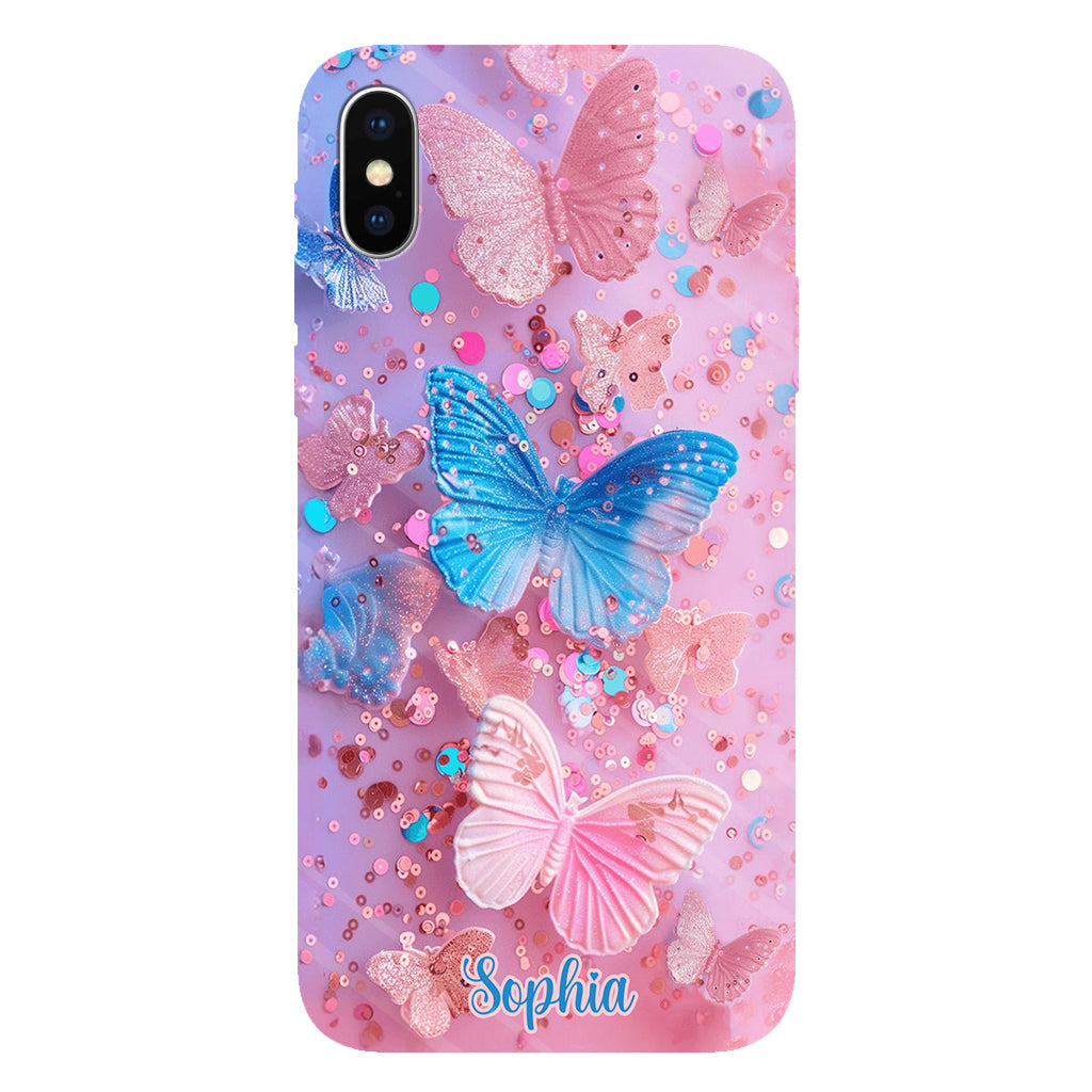 Sparkle Butterflies - Personalized Butterfly Full Print Phone Case