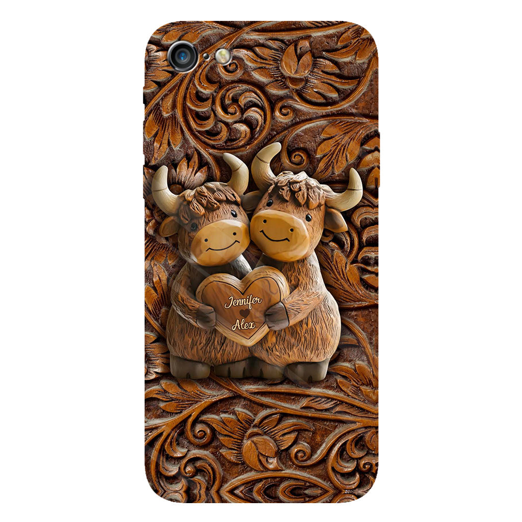 Cute Highland Cow Couple - Personalized Highland Cow Full Print Phone Case