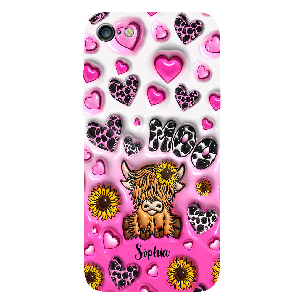 Sunflower Highland Cow - Personalized Full Print Phone Case