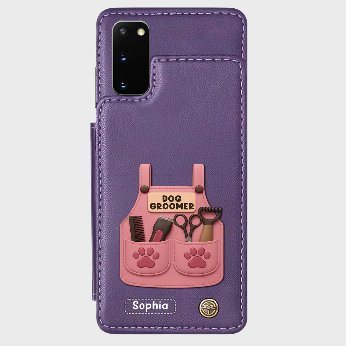 Dog Groomer Gift With Grooming Tools And Paw Prints - Personalized Dog Groomer Wallet Phone Case