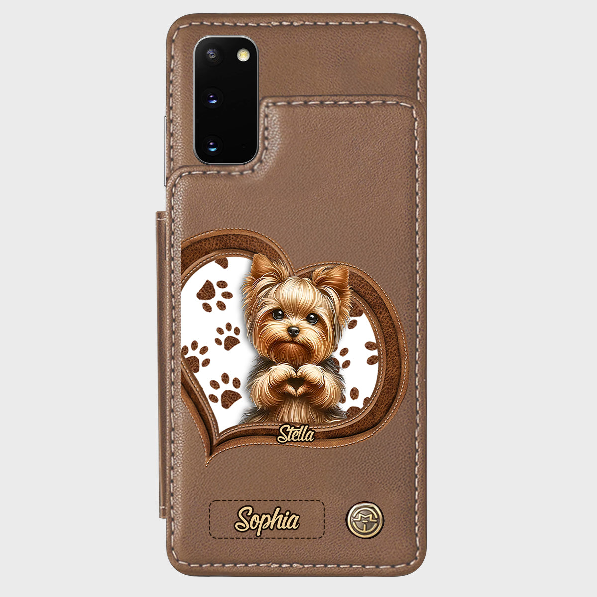 Puppy/ Kitty Makes Heart Hands - Personalized Dog Wallet Phone Case
