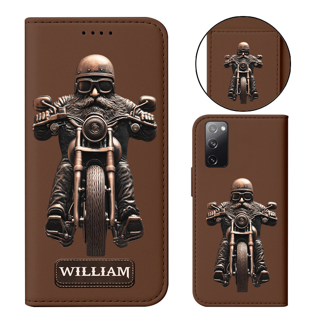 Never Underestimate An Old Man With A Motorcycle - Personalized Biker Wallet Phone Case With Strap